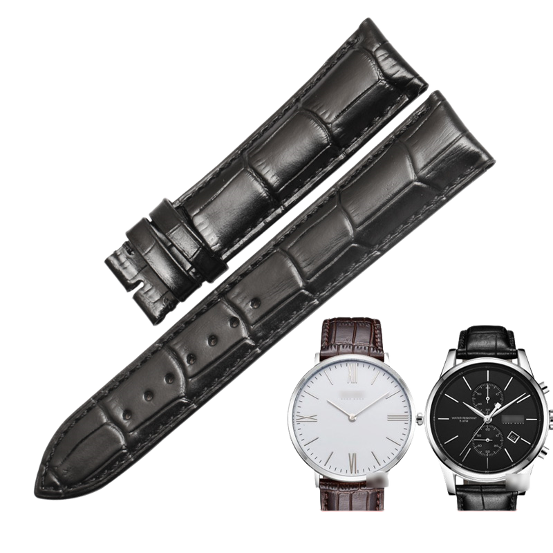Genuine calfskin watch strap with butterfly clasp, universal for men, fits Tissot, Mido, Longines