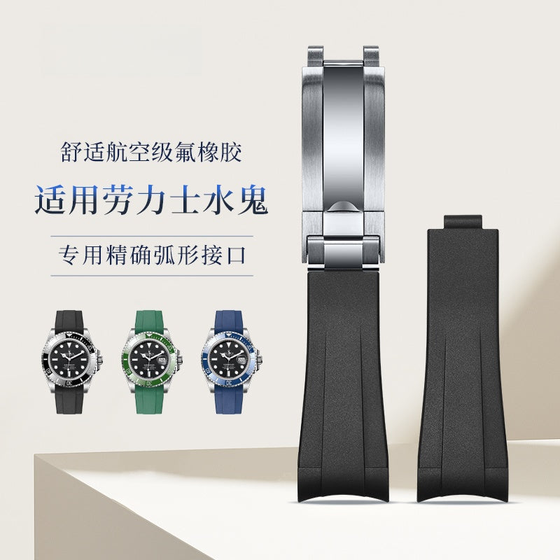 Rubber Watch Strap & Steel Bracelet for Men, Fits Rolex Submariner m126610ln-0001/2/3, Black Sub, Green Sub.