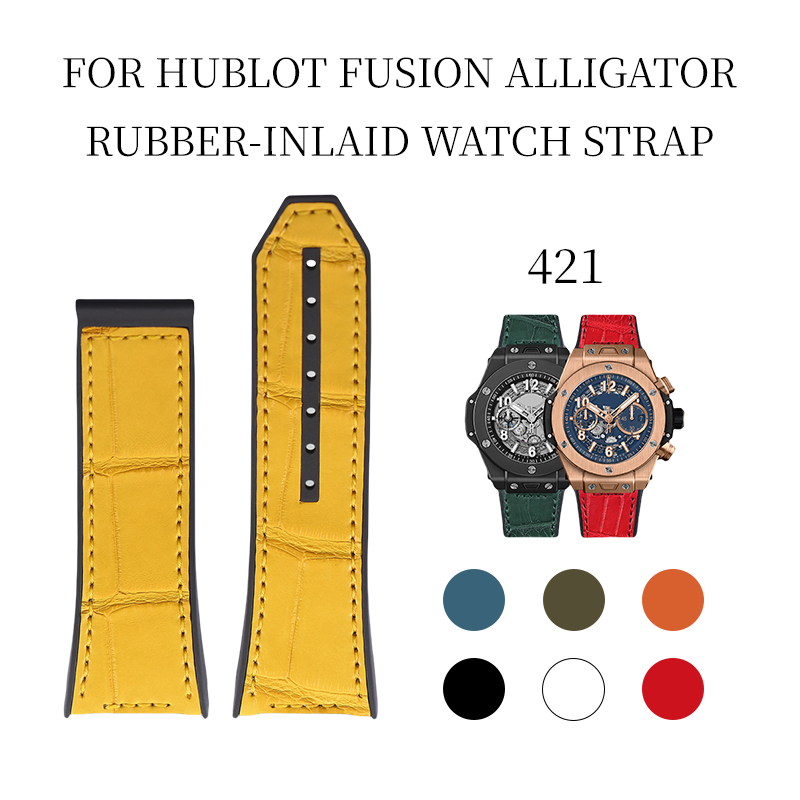 Fits Hublot Big Bang 421 ALLIGATOR strap with rubber insert