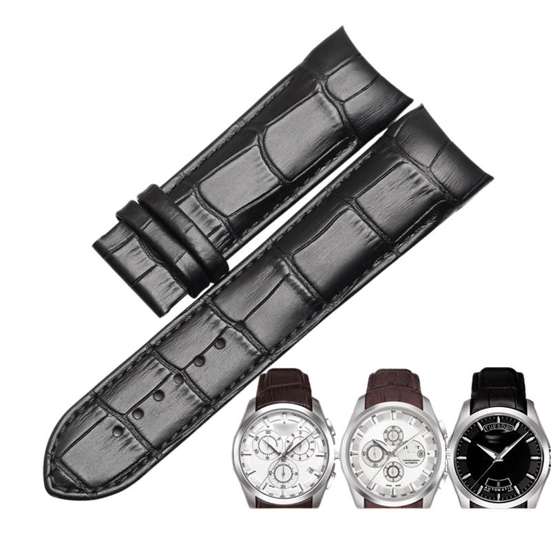 Replacement genuine leather watch strap, compatible with Tissot T-Sport T035.627A / 407 / 617 / 035.210, for men and women
