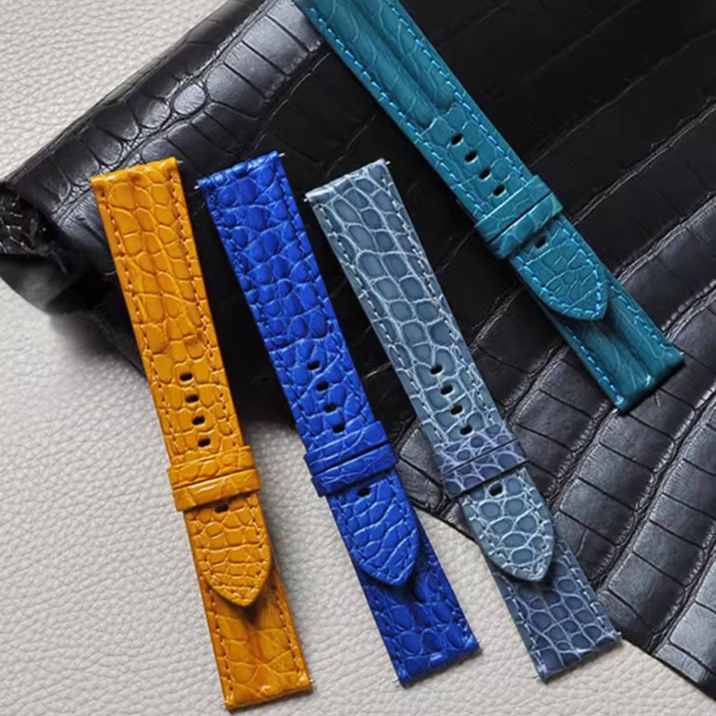 Soft Medium-Gloss American Alligator Leather Watch Strap for Men, Compatible with Blancpain Fifty Fathoms, 23mm