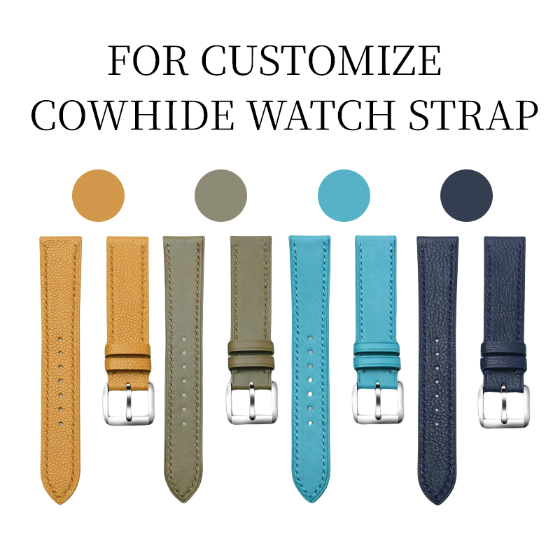 Custom-made watch strap with top-grain calfskin