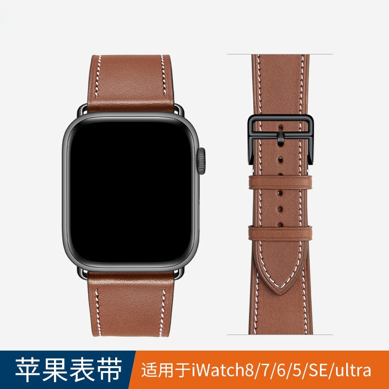Genuine Cow Leather Watch Band, Official Style, for Apple Watch Series 11/10/9/8/7/6/SE