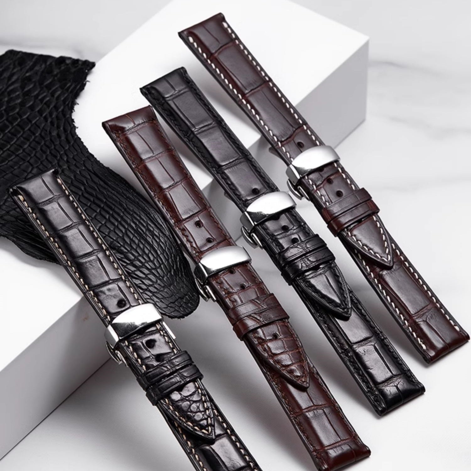 Alligator Leather Watch Strap for Men, Fits Vacheron Constantin, Jaeger-LeCoultre, IWC, Piaget, A. Lange & Söhne, Blancpain