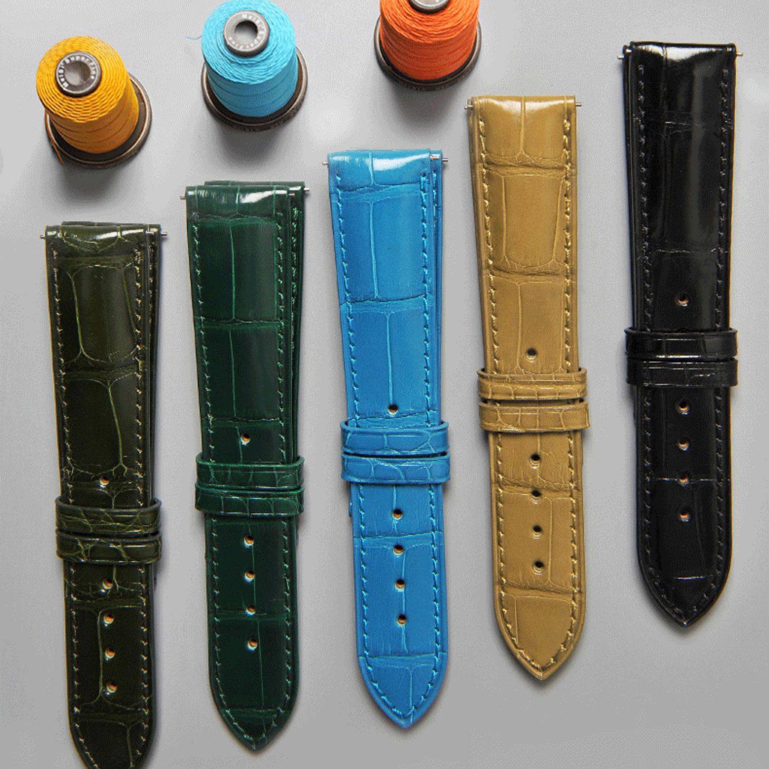 Soft Medium-Gloss American Alligator Leather Watch Strap for Men, Suitable for Jaeger-LeCoultre, Girard-Perregaux and IWC Watches