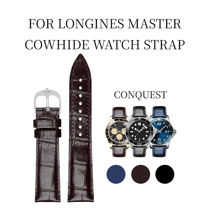 Fits Longines HydroConquest calfskin bamboo-grain watch strap