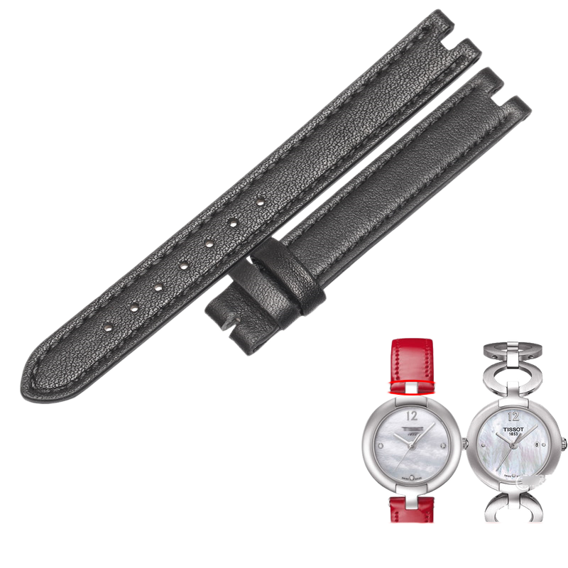 Genuine cowhide leather watch strap for Tissot T084 Pastel T084.210, women's concave notch