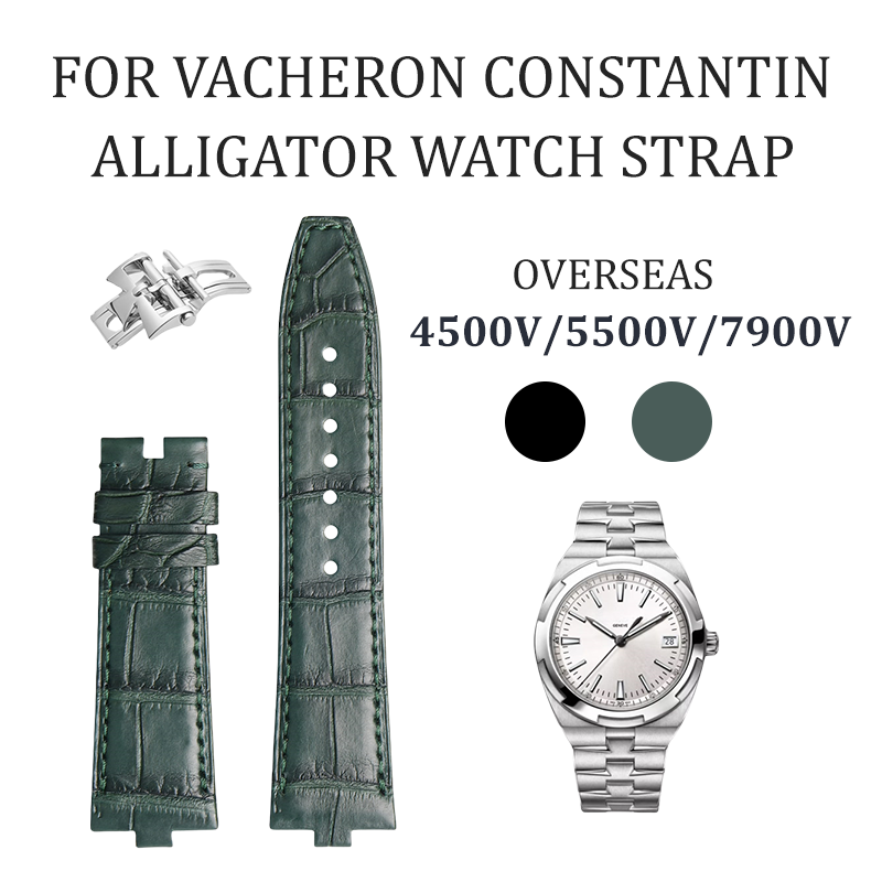 Fits Overseas 4500v 5500v 7900v watch strap, ALLIGATOR leather watch strap