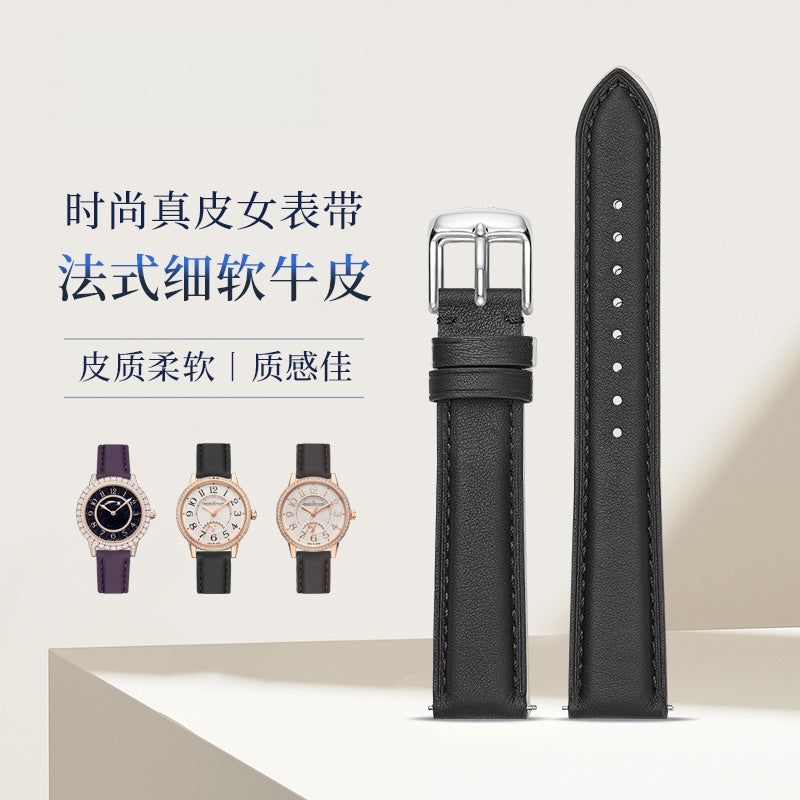 Genuine leather watch strap for women, soft and thin cowhide, fits Longines, Tissot, Armani, Huawei, Citizen, CK