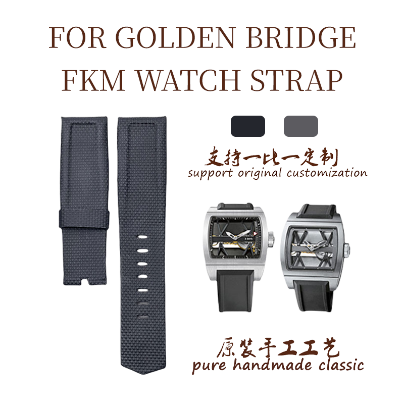 Fits Corum Golden Bridge 007 107 207 Fluoro Rubber Watch Strap