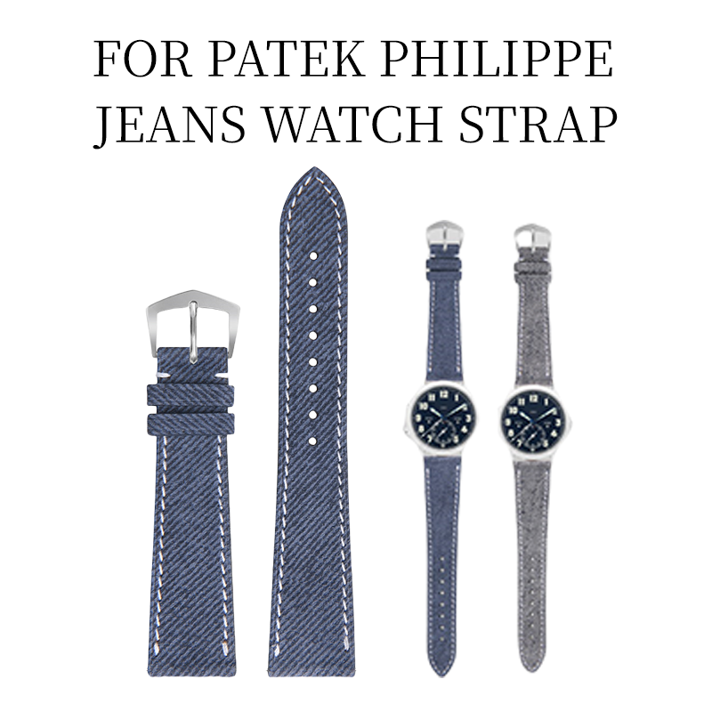 Fits Patek Philippe calfskin fabric-textured watch strap