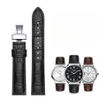 Genuine leather watch strap for men, first-layer cowhide, butterfly buckle, fits Tissot, Seiko, FIYTA, Longines