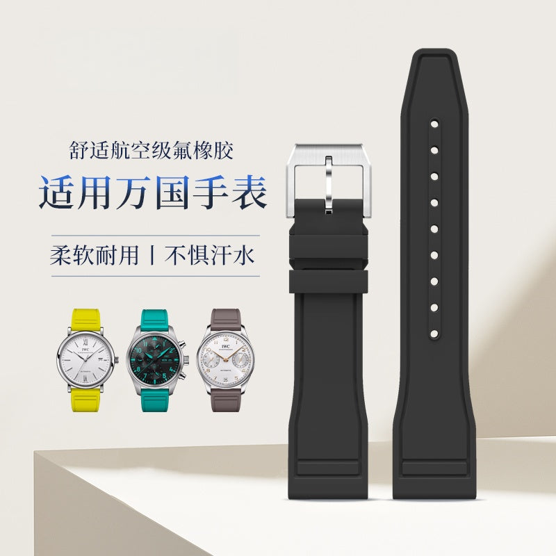 Fluorine Rubber Watch Strap for IWC, Fits Pilot, Mark XVIII, Big Pilot, Portofino, Portuguese Chronograph, Portuguese 7 Watches, For Men