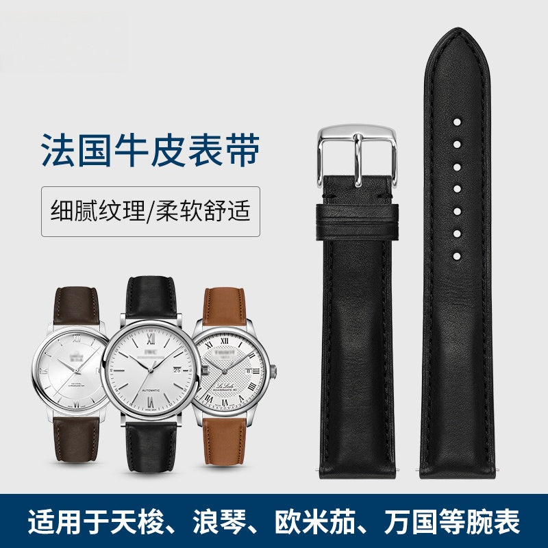 Nappa genuine cowhide leather watch strap for men and women, fits Omega, IWC, Mido, Tissot, Longines