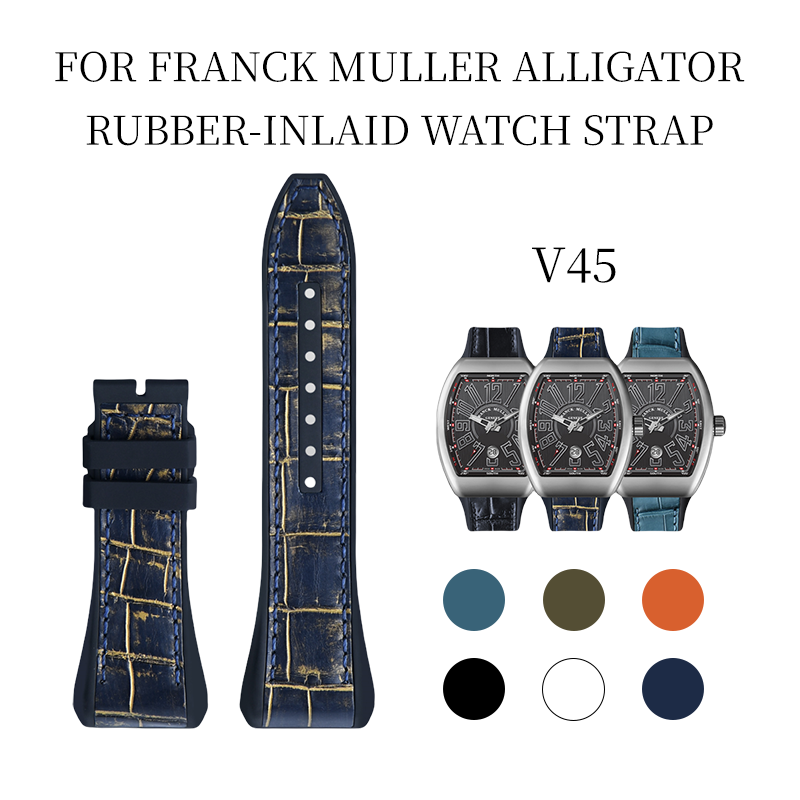Fits Franck Muller V45 ALLIGATOR strap with rubber insert