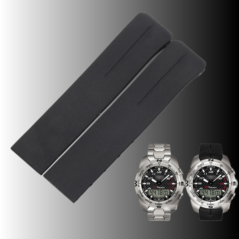 Replacement silicone rubber watch strap, compatible with Tissot T-Touch T013 Z353 T047 T33