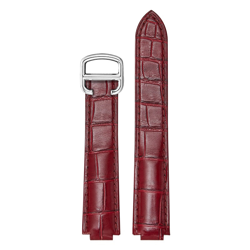 Genuine Leather &amp; Alligator Watch Strap for Cartier Ballon W6920071&nbsp;Bleu 28mm 33mm | Women's &amp; Men's Butterfly Clasp