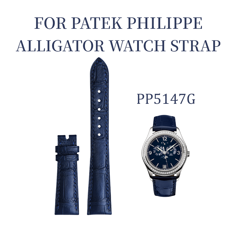 Fits Patek Philippe 5147G watch strap ALLIGATOR strap