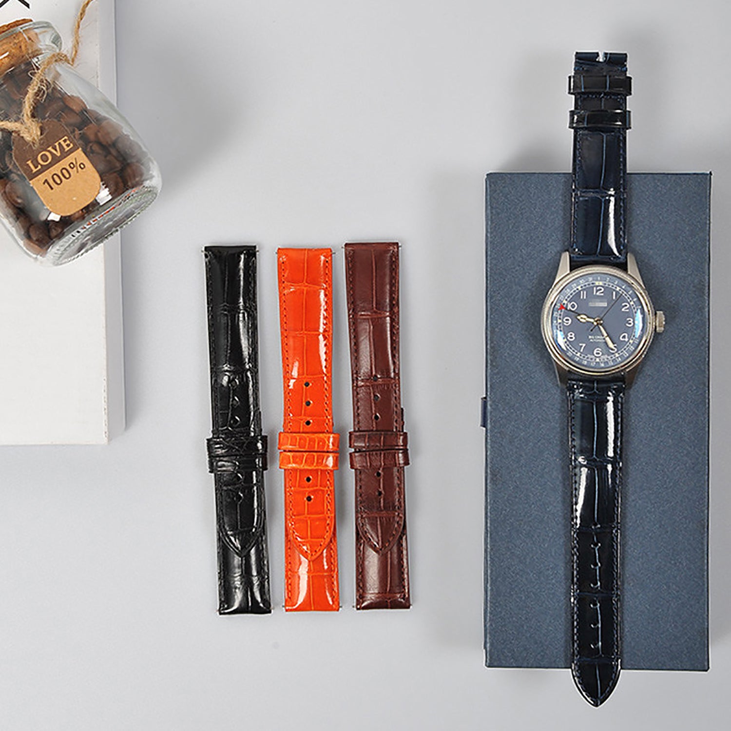 Double-Sided New Nile Crocodile Leather Watch Strap for Men, Compatible with Jaeger-LeCoultre, Omega and Mido Mechanical Watches