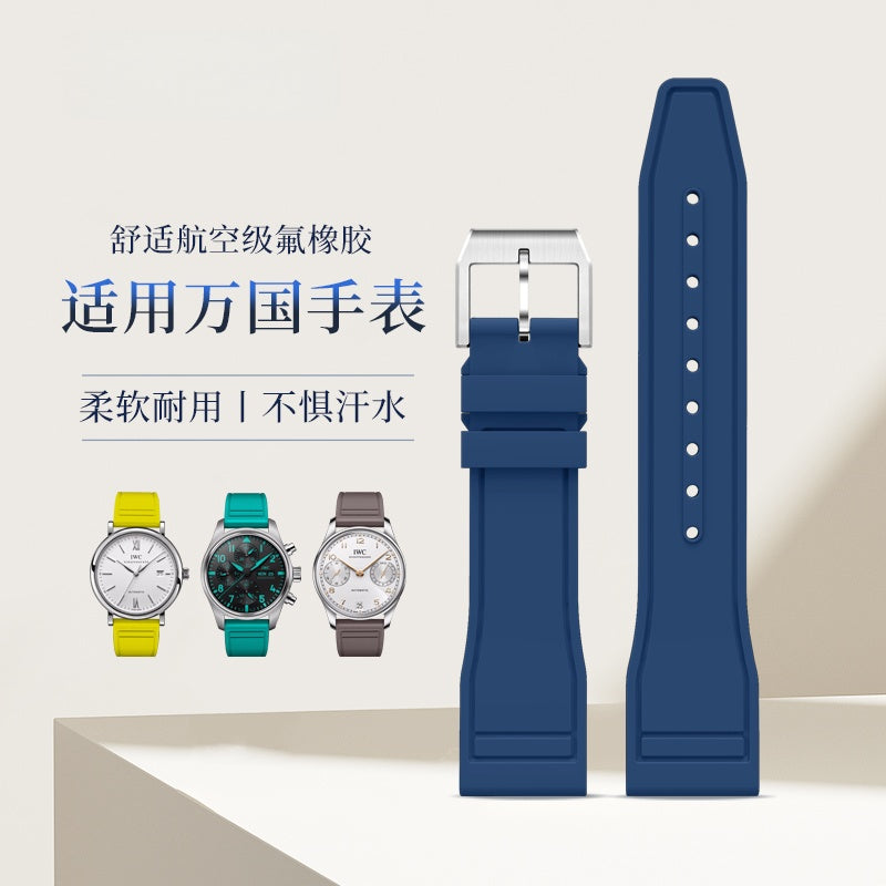 Fluorine Rubber Watch Strap for IWC, Fits Pilot, Mark XVIII, Big Pilot, Portofino, Portuguese Chronograph, Portuguese 7 Watches, For Men