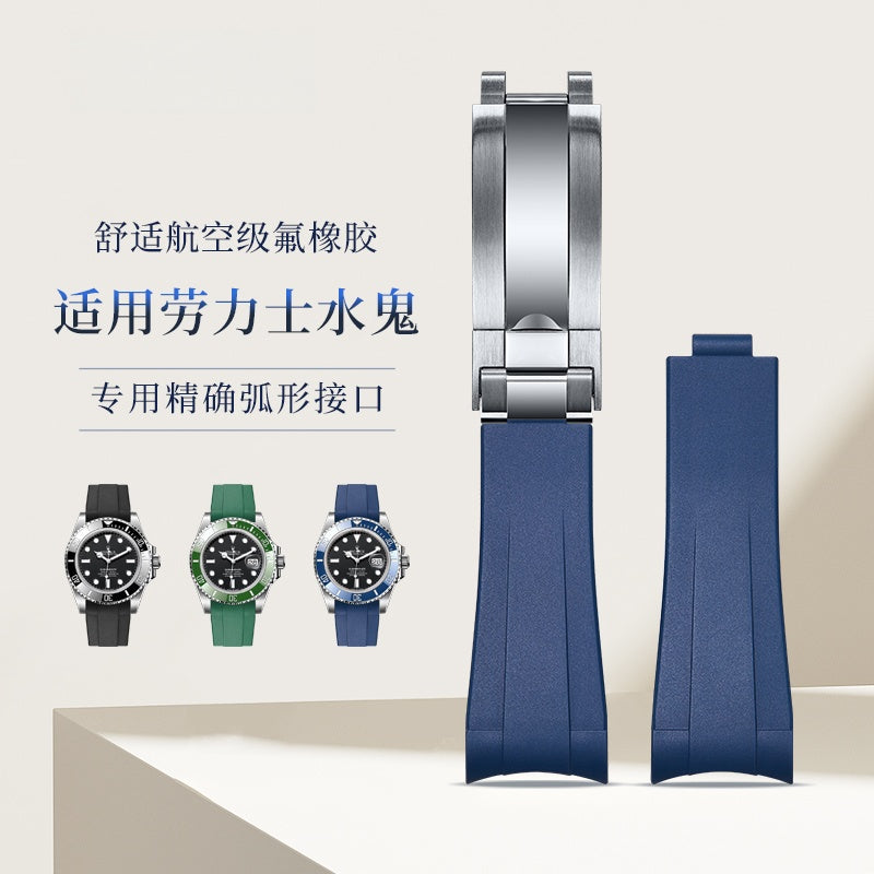 Rubber Watch Strap & Steel Bracelet for Men, Fits Rolex Submariner m126610ln-0001/2/3, Black Sub, Green Sub.