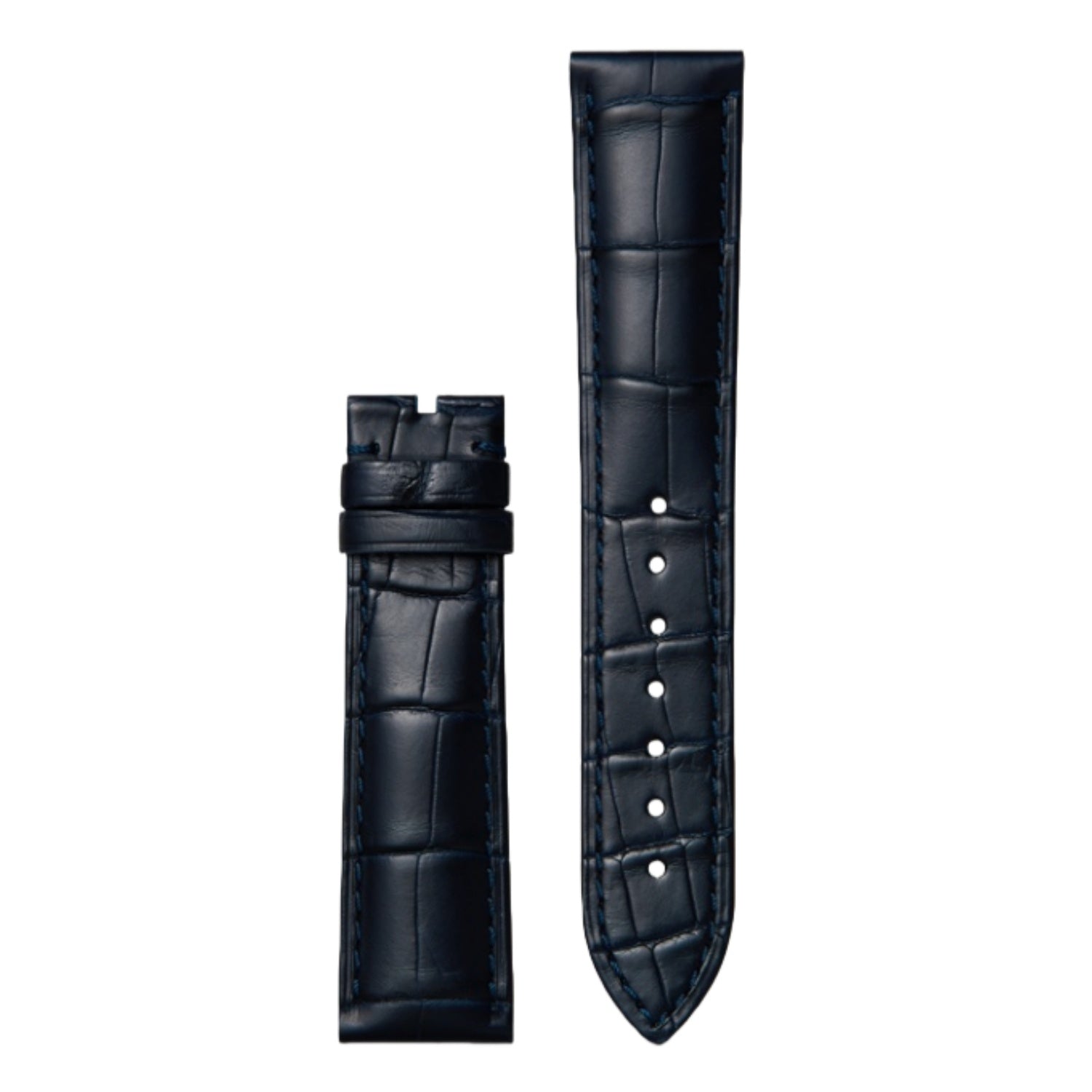Genuine Alligator Leather Men's Watch Strap for Omega Speedmaster, Seamaster, De Ville Prestige | Silver Folding Clasp