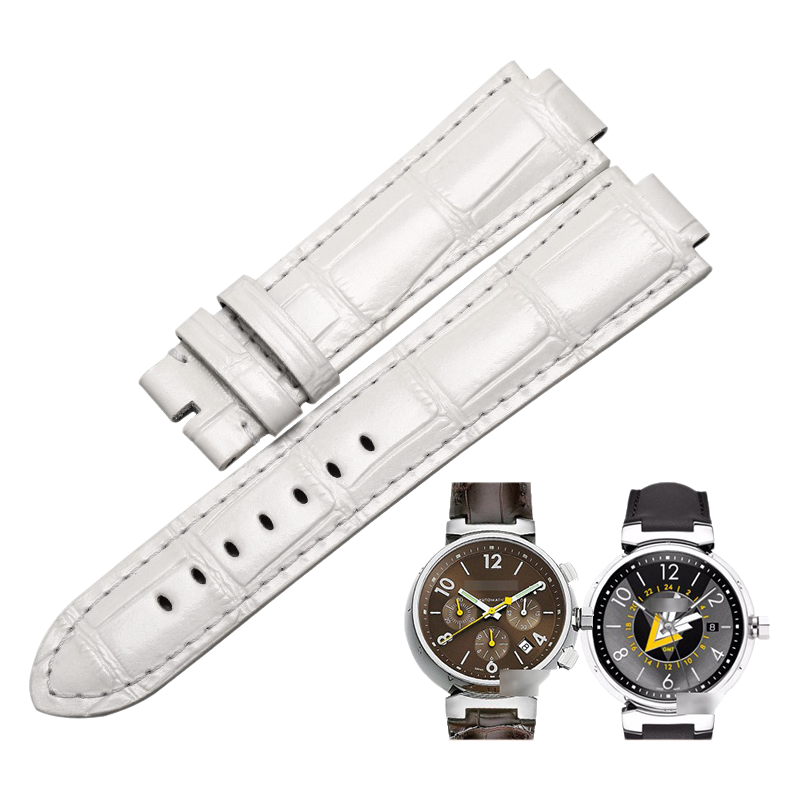 Genuine alligator watch strap, replacement for Louis Vuitton (LV) Tambour Nautical Q11BA0, for women