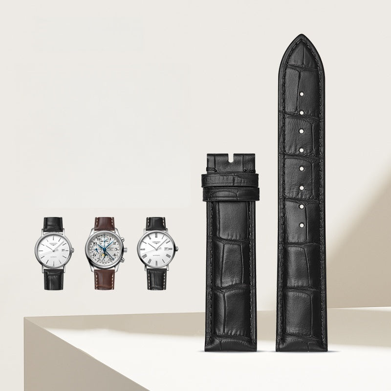 Genuine Leather Men's Watch Strap, Original Quality, Fits Longines Master Collection (L2.909.4.78.3, L2.773.4.78.3), Presence (L4.821.4.11.6, L4.804.4.11.6), Record (L2.821.4.11.6, L2.820.4.11.6), Lyre, DolceVita, Cowhide Watch Band