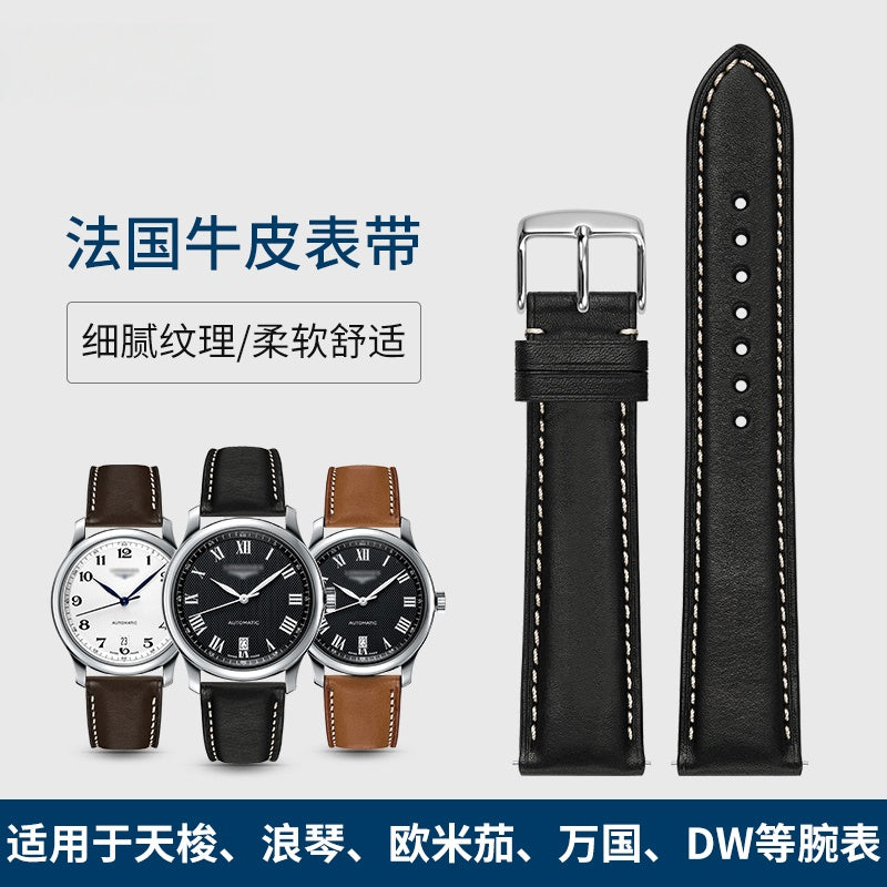 Nappa genuine cowhide leather watch strap for men and women, fits Omega, IWC, Mido, Tissot, Longines