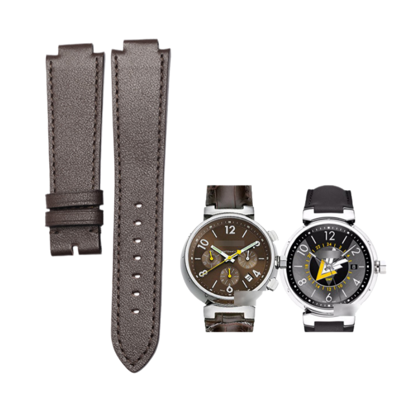 Genuine cowhide leather watch strap, replacement for LV Louis Vuitton Tambour