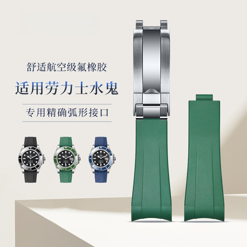 Rubber Watch Strap & Steel Bracelet for Men, Fits Rolex Submariner m126610ln-0001/2/3, Black Sub, Green Sub.