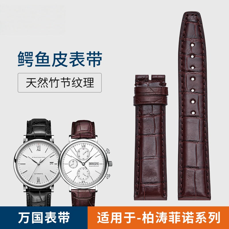 Alligator Leather Watch Strap for IWC, fits Portofino, Pilot, Portuguese 7, Portuguese Chronograph, Genuine Leather for Men