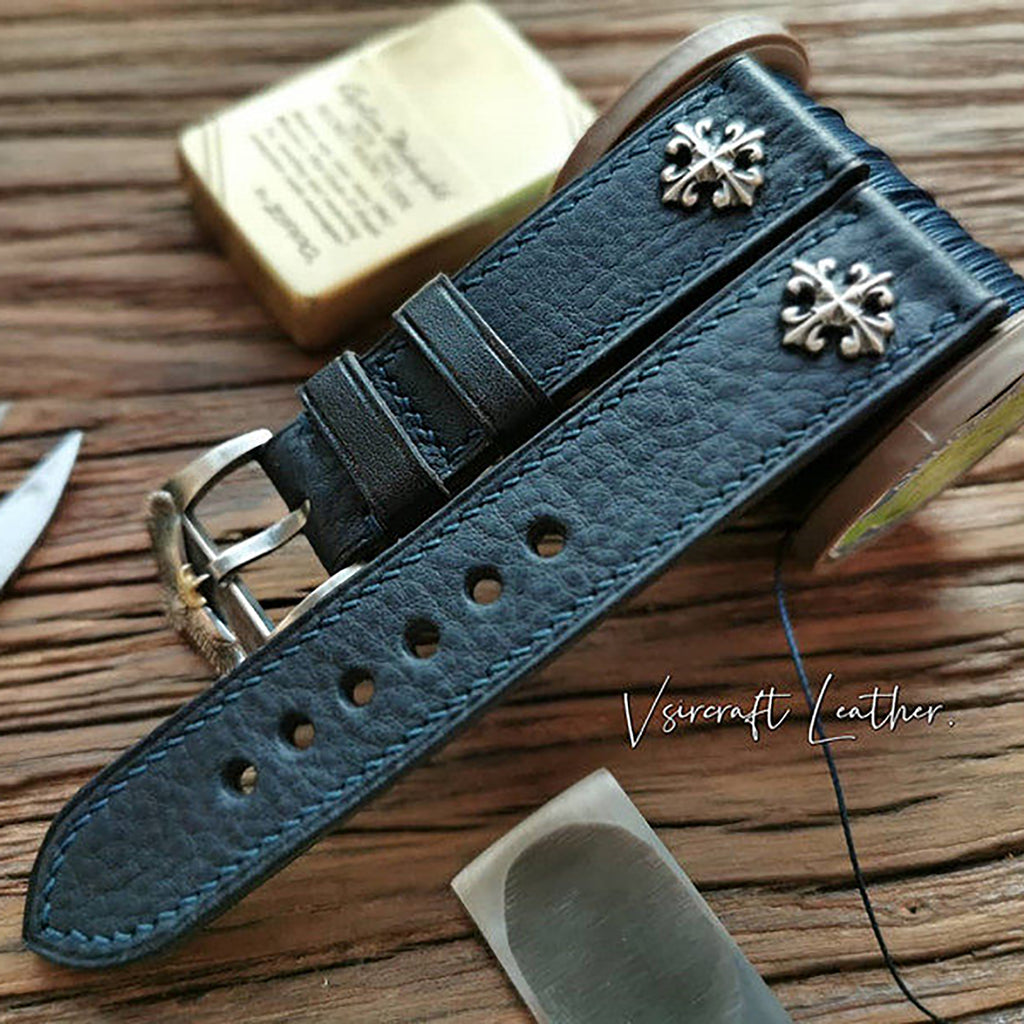 Handmade Cowhide Watch Strap Customization - Vintage Mulan Texture, Matte Finish, Italian Soft & Durable, Thickened, American Pin Buckle