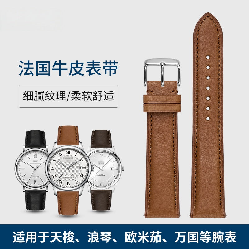 Nappa genuine cowhide leather watch strap for men and women, fits Omega, IWC, Mido, Tissot, Longines