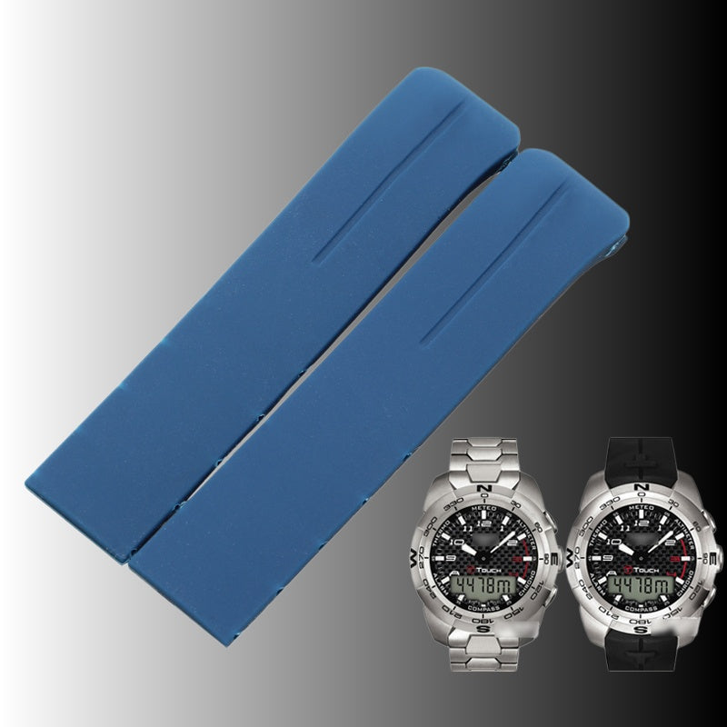 Replacement silicone rubber watch strap, compatible with Tissot T-Touch T013 Z353 T047 T33