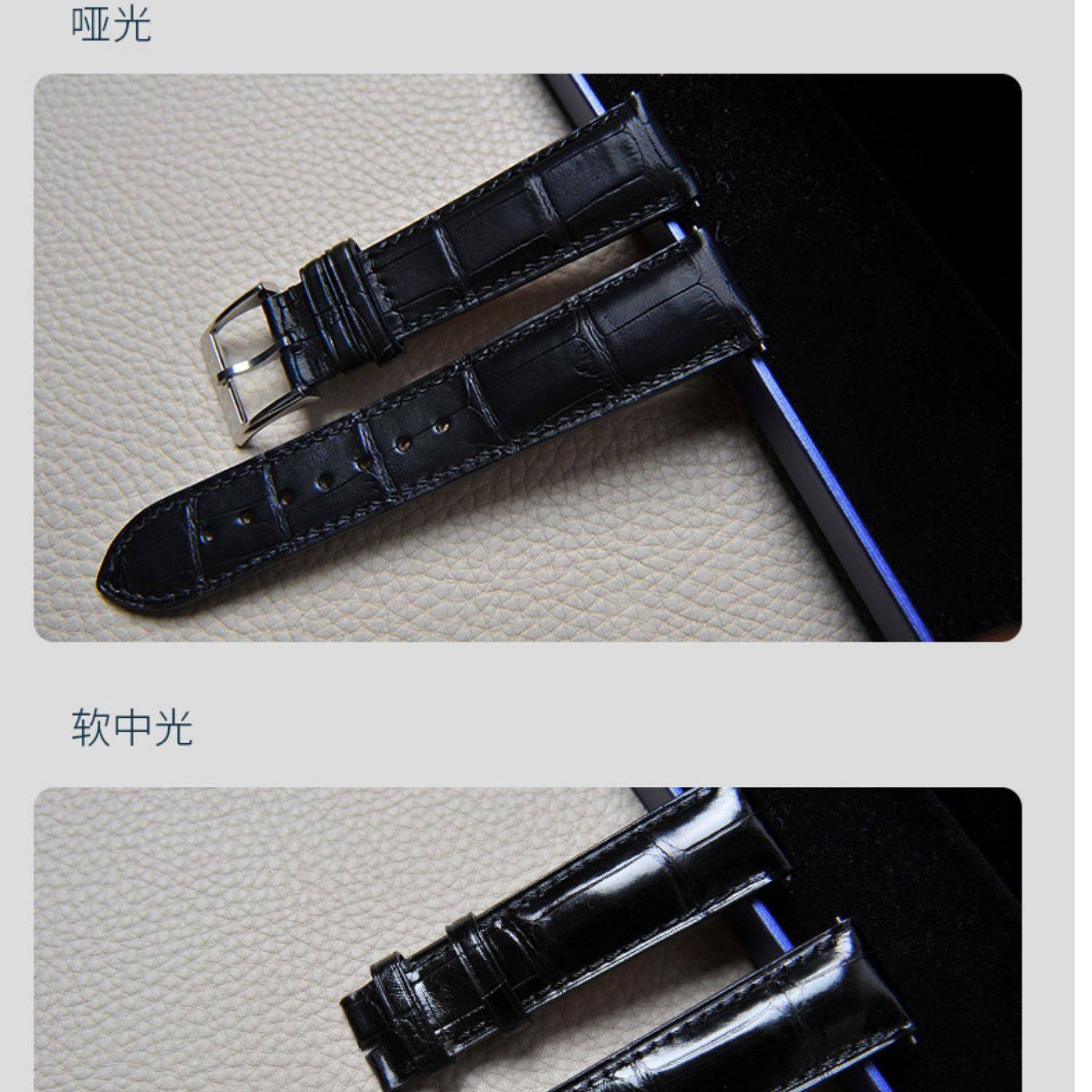 Soft Medium-Gloss American Alligator Leather Watch Strap for Men, Suitable for Jaeger-LeCoultre, Girard-Perregaux and IWC Watches