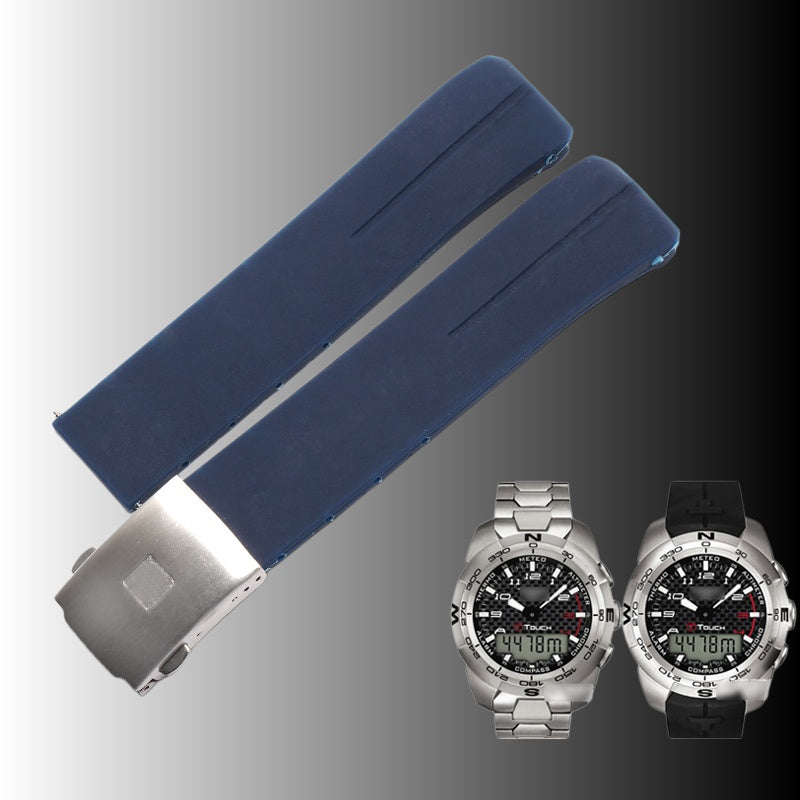 Replacement silicone rubber watch strap, compatible with Tissot T-Touch T013 Z353 T047 T33