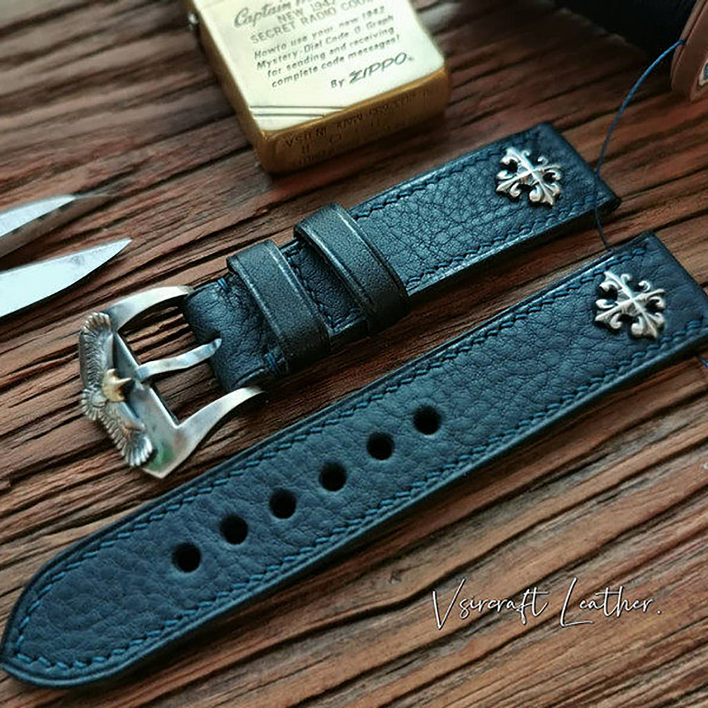 Handmade Cowhide Watch Strap Customization - Vintage Mulan Texture, Matte Finish, Italian Soft & Durable, Thickened, American Pin Buckle
