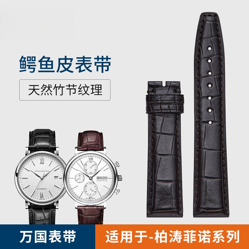 Alligator Leather Watch Strap for IWC, fits Portofino, Pilot, Portuguese 7, Portuguese Chronograph, Genuine Leather for Men