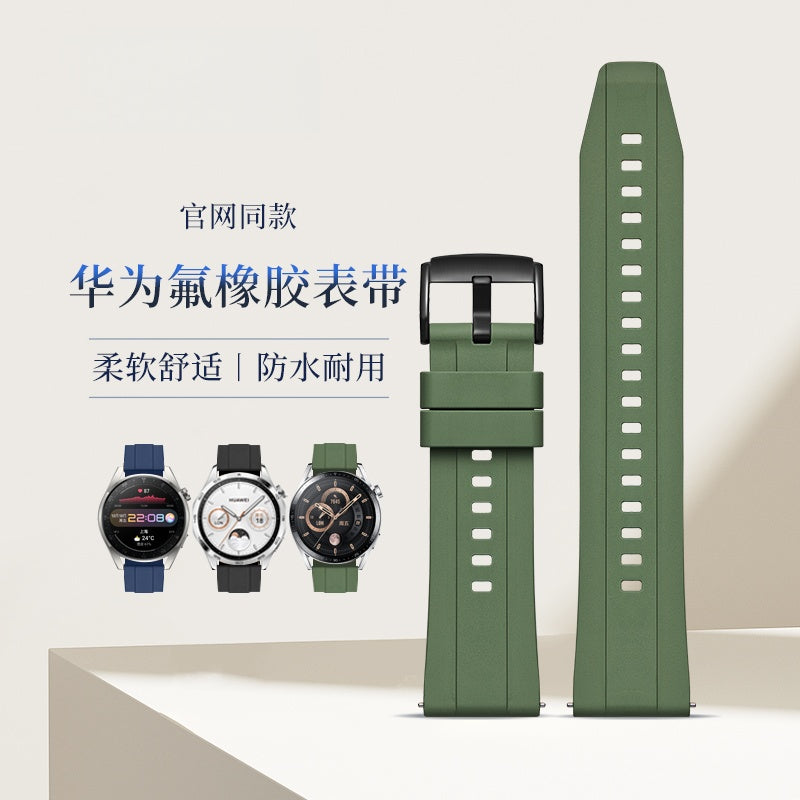 Fluorine Rubber Watch Strap for Huawei Watch GT4 / GT5 / GT6 / Buds, EasyFit, 22mm, For Men and Women.