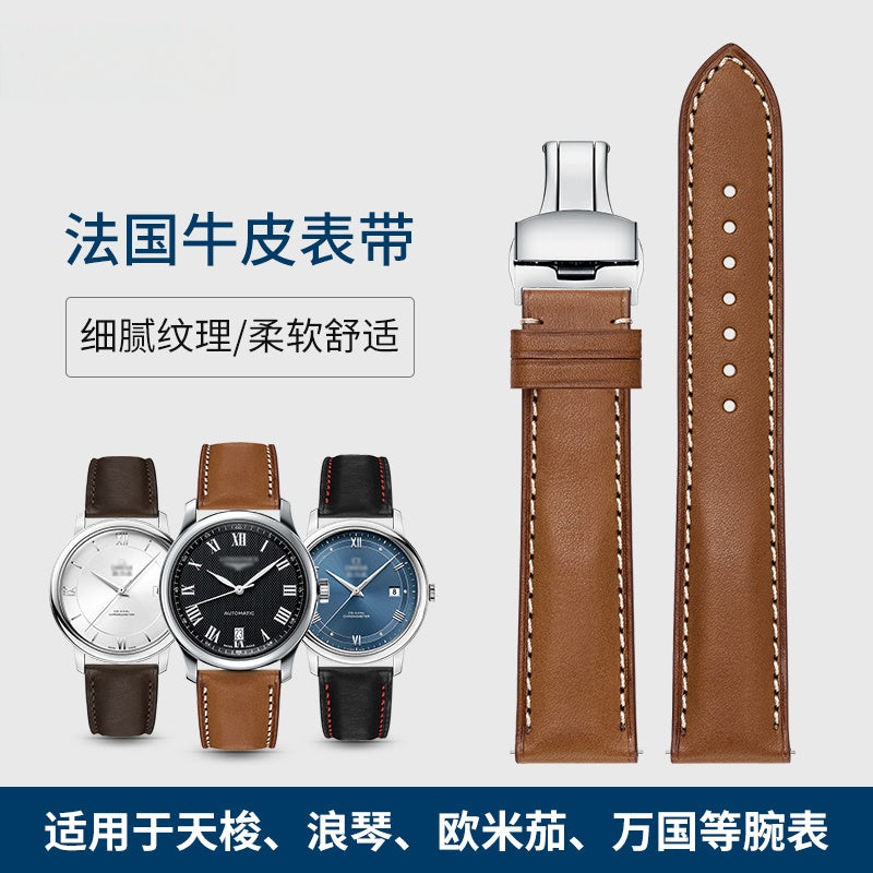 French genuine calfskin watch strap for men and women, fits Montblanc, DW, Jaeger-LeCoultre, Breitling, Huawei