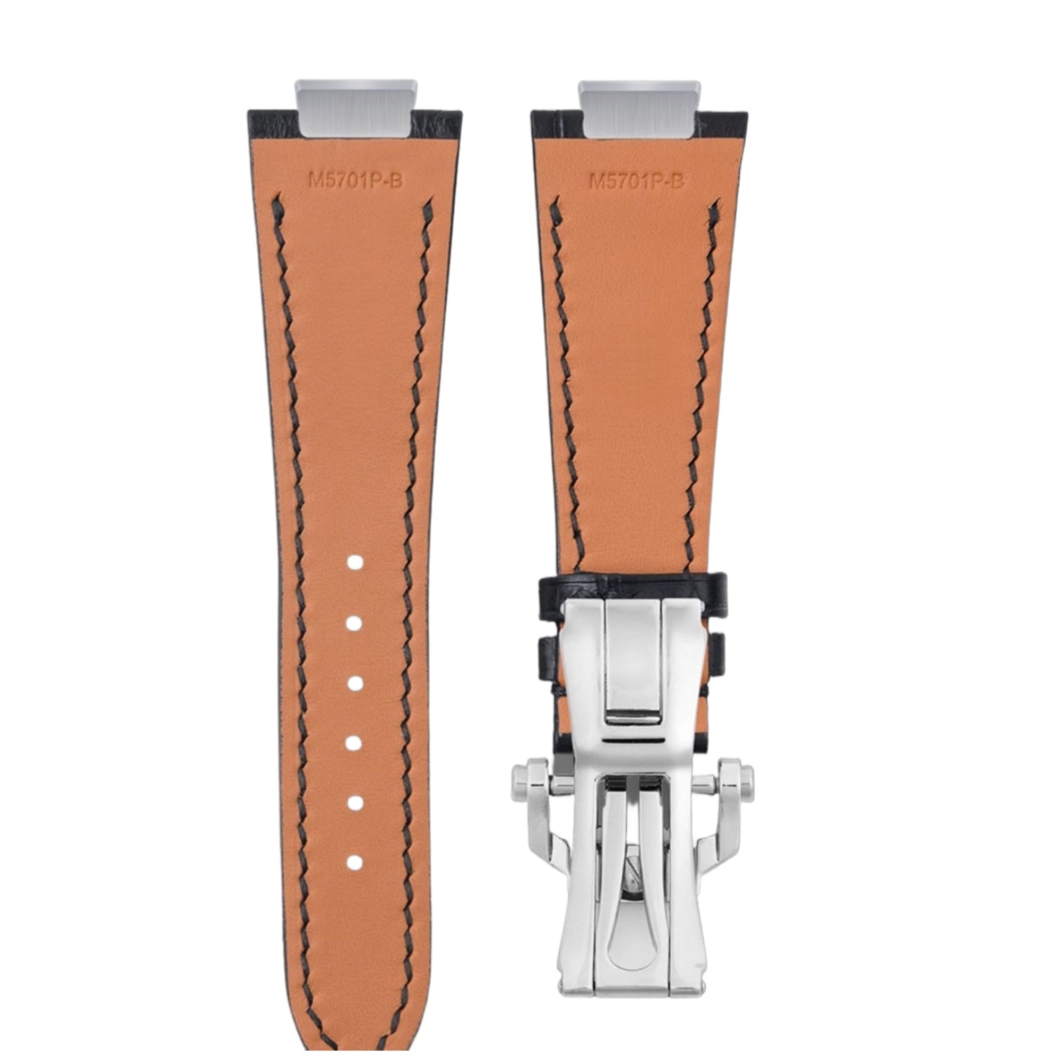 Fits Patek Philippe Nautilus ALLIGATOR leather watch strap + buckle