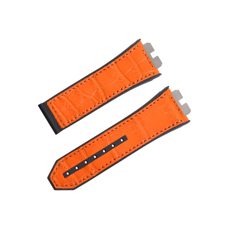 Fits Hublot Fusion 411, 414 ALLIGATOR strap with rubber insert