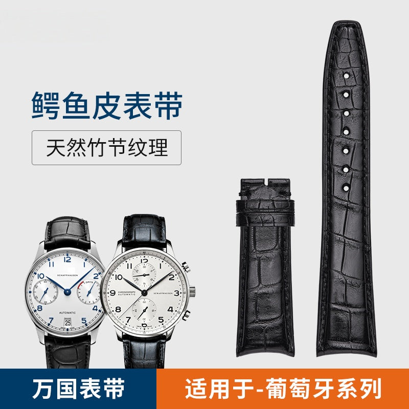 Alligator Leather Watch Strap for IWC, fits Portofino, Pilot, Portuguese 7, Portuguese Chronograph, Genuine Leather for Men