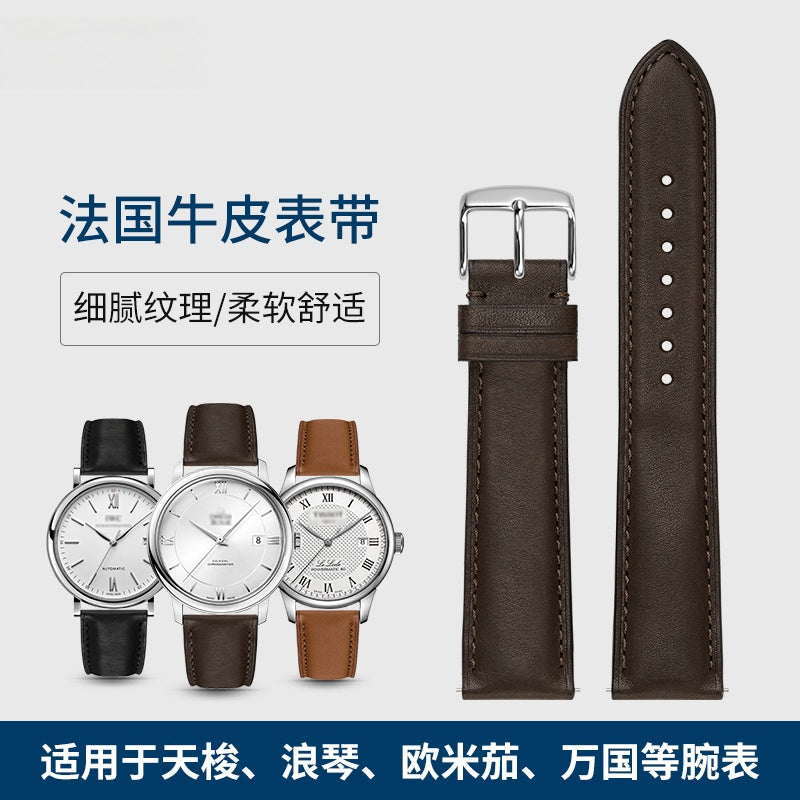 Nappa genuine cowhide leather watch strap for men and women, fits Omega, IWC, Mido, Tissot, Longines