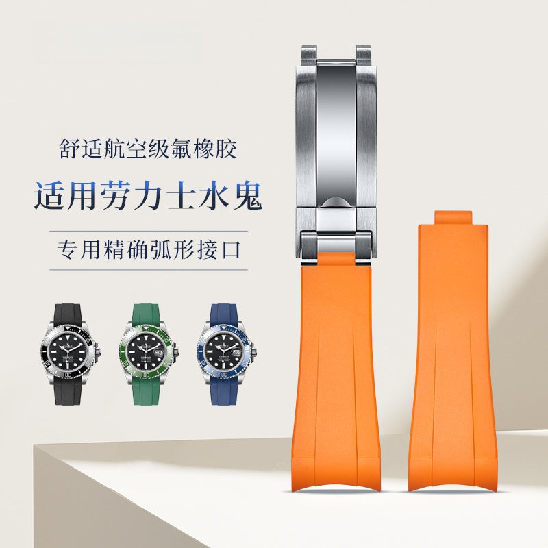 Rubber Watch Strap & Steel Bracelet for Men, Fits Rolex Submariner m126610ln-0001/2/3, Black Sub, Green Sub.