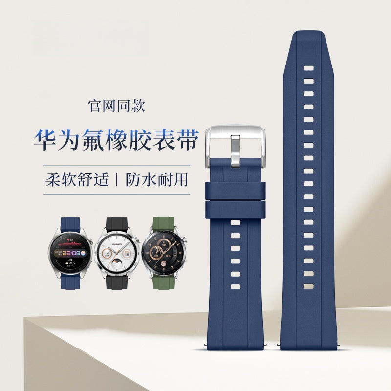 Fluorine Rubber Watch Strap for Huawei Watch GT4 / GT5 / GT6 / Buds, EasyFit, 22mm, For Men and Women.