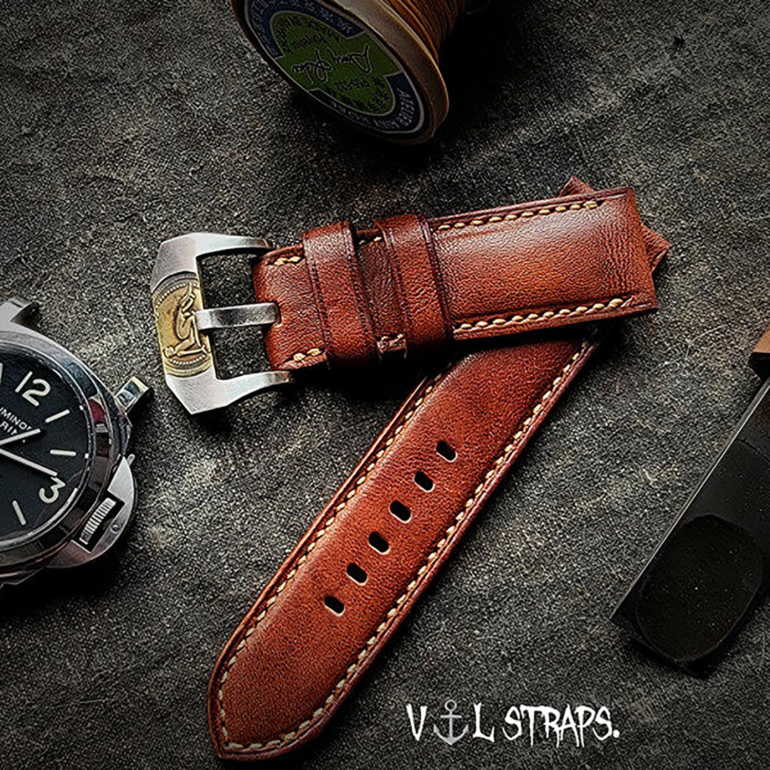 Handmade Custom Italian Vintage Thickened Soft American Original Leather Watch Strap