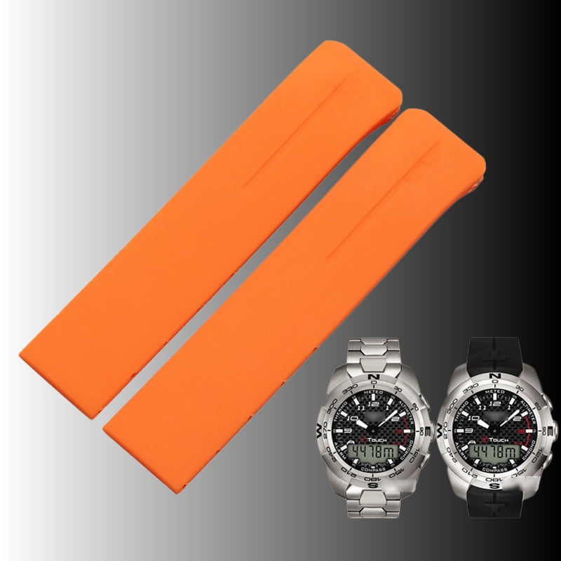Replacement silicone rubber watch strap, compatible with Tissot T-Touch T013 Z353 T047 T33