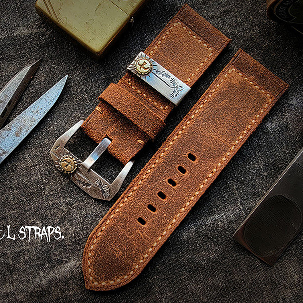 Handmade Watch Strap Customization - British Vintage Cowhide, Oil-Waxed Thickened, American-Style Reverse Suede Pin-Buckle